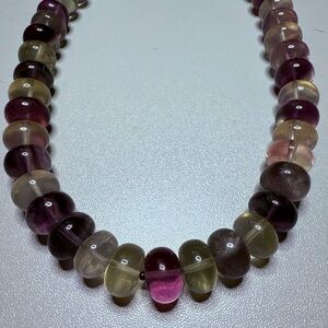 Handmade Rainbow Fluorite Necklace – Sterling Silver Finishings – 23”